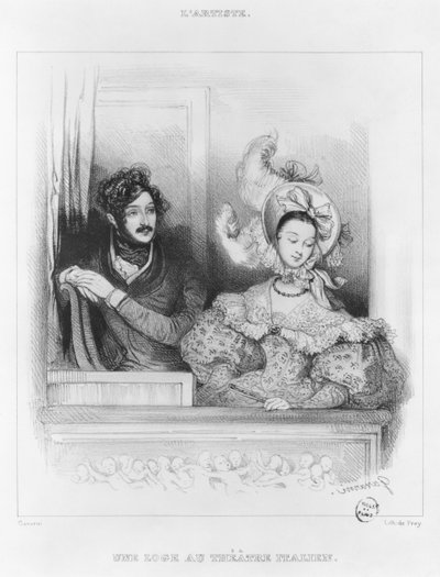 A box at the Theatre Italien, engraved by Frey by Paul Gavarni